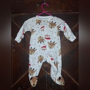 Carter's White and Brown Reindeer Santa Footie